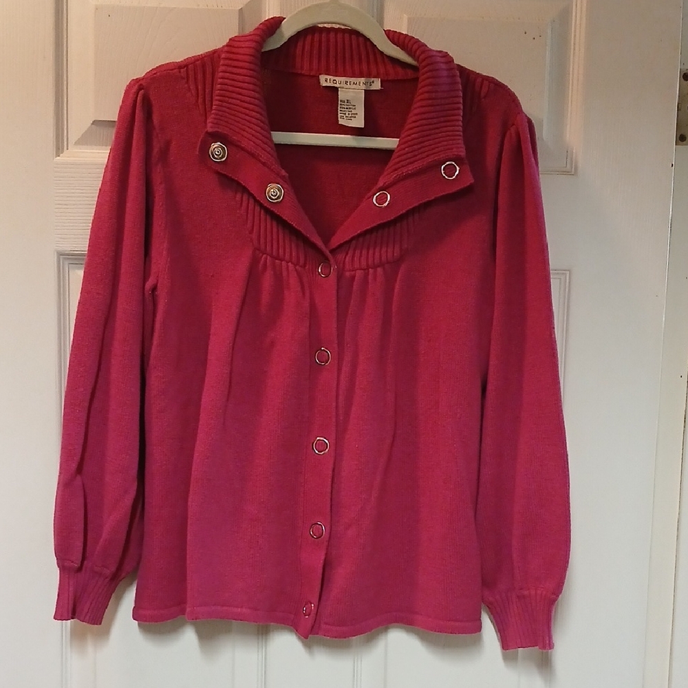 Requirements Vintage 90s Pink Cardigan with Button Details